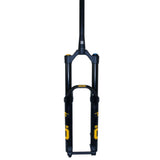 Black and yellow Öhlins mountain bike fork with RXP branding