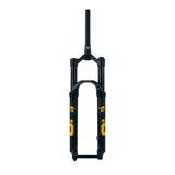 Black and yellow mountain bike fork with 36mm stanchions for trail riding