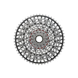 SRAM bicycle cassette with multiple gears and red accents for mountain biking
