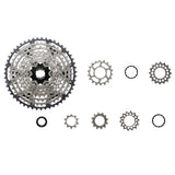 Bicycle cassette with individual sprockets and spacers for mountain bike drivetrain
