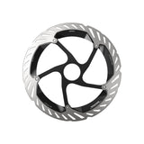 Shimano disc brake rotor with sleek black and silver design for mountain bikes