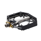 Shimano PD-G8040 mountain bike pedal with black platform and gold axle, designed for off-road cycling performance.
