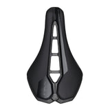 Black Stealth mountain bike saddle with ergonomic cutout design for comfort and performance