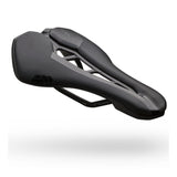 Black performance mountain bike saddle with ergonomic design and lightweight frame