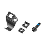 Black bike mounting bracket with blue-accented bolt and hardware components