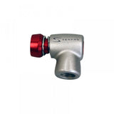 Silver and red Serfas bike component with sleek design