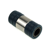 Bike bottom bracket with black rubber seals and metallic center