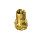 Brass bike valve adapter with knurled grip for easy handling