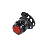 Compact black bike rear light with red LED and mounting bracket for cycling safety
