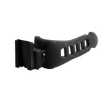 Black bike accessory with textured grip and mounting bracket for mountain biking