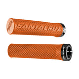Orange Santa Cruz bike grips with textured design for enhanced control