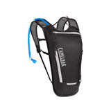 Black CamelBak Classic hydration pack with blue tube, ideal for mountain biking and trail rides