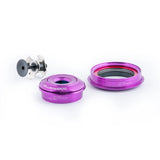Purple Hellbender 70 bike headset components with black and silver parts on white background