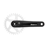 Race Face Turbine crank arm with a white chainring on a white background