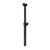 Black dropper seatpost with green indicator light for mountain bikes