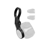 Black bike pedal with T25 screw and clear protective caps for mountain biking