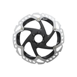 Shimano ICE Technologies brake rotor for mountain bikes, featuring sleek black and silver design
