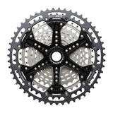 Shimano Deore XT 12-speed cassette for mountain bikes, featuring durable design and precise gear shifting.