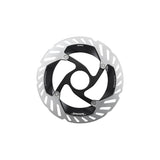 Shimano disc brake rotor with sleek black and silver design for mountain bikes