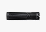 Black textured bike grip with ergonomic design for mountain biking