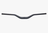 Black mountain bike handlebar with ergonomic design for off-road cycling