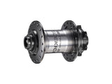 e*thirteen Sidewalk mountain bike hub with black flanges and silver body, precision engineered for trail riding