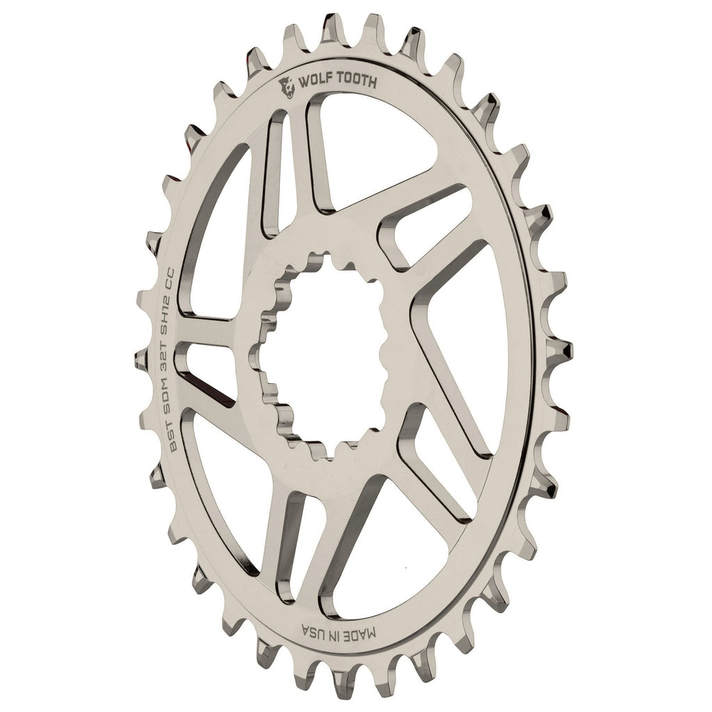 Wolftooth Direct Mount Chainring for SRAM Crank Drop-Stop ST 34T Boost (52mm chainline/3mm offset)-Nickel