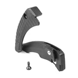 Black bike brake lever with textured grip and mounting screw, ideal for mountain biking