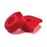 Red Race Face bike components with embossed branding, ideal for mountain biking upgrades.